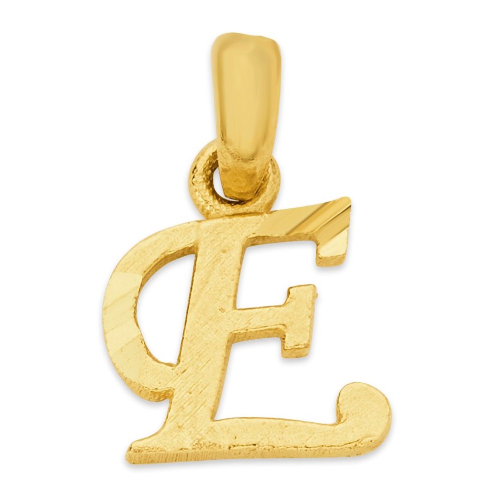 10k Real Solid Gold E Initial Charm Letter Jewelry